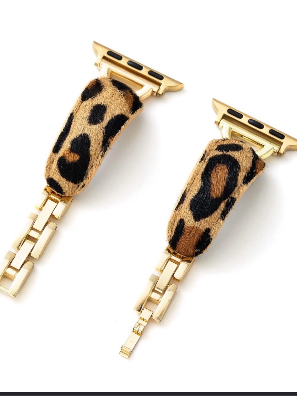 Leopard Print Gold Link Watch Band Adapter for Apple Watch